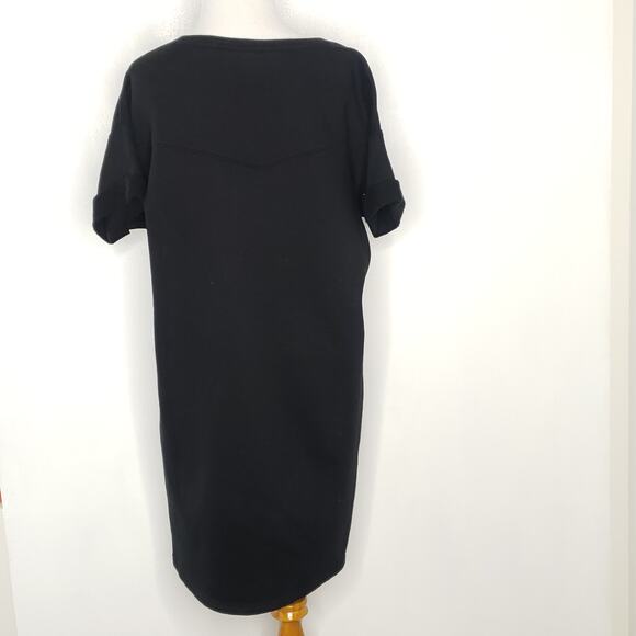 Scotch & Soda Maison Scotch Studded T-Shirt Dress Black Geometric Women Large - Picture 3 of 9